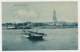 28- Prentbriefkaart Rhenen 1906 - Grootrond Treinstempel: Arnhem - Driebergen - Rhenen