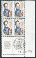 TAAF - N°151  - JEAN RENE QUOY - 4 BLOCS DE 4 - COIN DATE 24.8.89  OBLITERES EN MARGE - Gebraucht