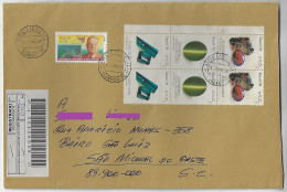 Brazil 1998 Registered Cover Sent From Blumenau To São Miguel Do Oeste 7 Commemorative Stamp Stone Bornhausen - Storia Postale