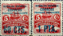 616645 MNH ESPAÑA. Asturias Y León 1937 REPUBLICA ESPAÑOLA. FRANQUEO EQUIVALENTE - Asturias & Leon