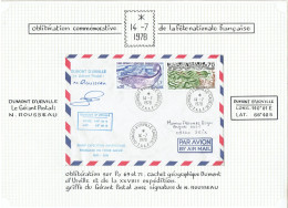 29e Expédition Terre Adélie - Station Dumont D'Urville Gérant Postal N. ROUSSEAU Avec Signature - 14/7/78 - Briefe U. Dokumente