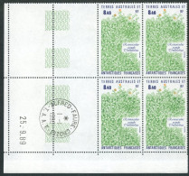 TAAF - N°154  - FLORE - 4 BLOCS DE 4 - COIN DATE 25.9.89  OBLITERES EN MARGE - Used Stamps