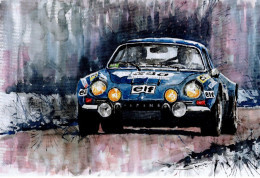 Alpine-Renault A110 Rallye  - Reproduction Art Card  -  Carte Postale - Rallyes