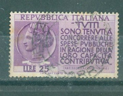 ITALIE - N°674 Oblitéré - Appel Au Civisme Des Contribuables. - 1946-60: Used