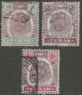 Perak (Malaysia). 1895-99 Tiger. 1c, 2c, 3c Used. SG 66, 67, 68. M5132 - Perak