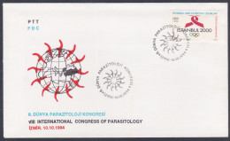 Turkey 1994 FDC International Congress Of Parasitology, Science, Disease, Medicine, Medical, First Day Cover - Brieven En Documenten