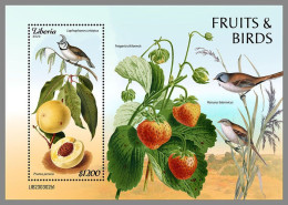 LIBERIA 2023 MNH Fruits & Birds Früchte & Vögel S/S I – OFFICIAL ISSUE – DHQ2421 - Frutta