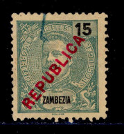 ! ! Zambezia - 1917 King Carlos Local Republica 15 R - Af. 93 - Used (km023) - Zambezia