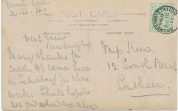 GB „ANGMERING-STATION“ Thimble 21mm On Superb Vintage RP Postcard (West View, Rustington), 10.8.1908 – Railway Station - Chemins De Fer & Colis Postaux