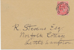 GB „ANGMERING-STATION“ Thimble 21mm On Superb Small Cover With EVII 1d Red To Littlehampton, 29.3.1911 Postmark-Interest - Chemins De Fer & Colis Postaux