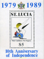 360692 MNH SANTA LUCIA 1989 10 ANIVERSARIO DE LA INDEPENDENCIA - Ste Lucie (...-1978)