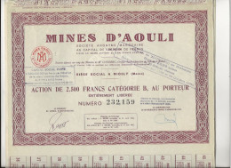 LOT DE 10 ACTIONS - MINES D'AOULI  -MAROC -ACTION DE 2500  FRS  CATEGORIE B -- 1952 - Mijnen