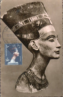 X0656 Egypt, Maximum 1956 Painted Limestone Bust Of Queen Nefertiti,   Egiptology, - Cartas & Documentos
