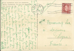 NORVEGE CARTE 35c MOLDE POUR MEYRUEIS ( LOZERE ) DE 1956   LETTRE COVER - Briefe U. Dokumente