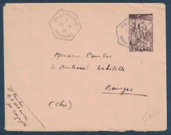 CACHET HEXAGONAL De TALIOUINE MAROC De 1946 Sur LETTRE AFFRANCHIE À 3F Pour BOURGES FRANCE - Brieven En Documenten