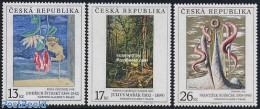 Czech Republic 1999 Paintings 3v, Mint NH, Nature - Orchids - Art - Modern Art (1850-present) - Paintings - Andere & Zonder Classificatie