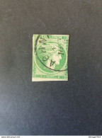 GREECE GRECIA HELLAS Ελλάδα 1871 5 Verde Giallo Grande Testa Hermes Tir. Atene Carta Crema Margini Mediocri - Gebraucht