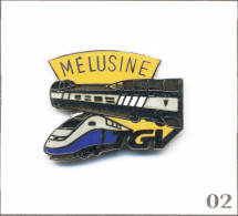 Pin’s SNCF “Mélusine“ (Voiture TGV - VEGV Voiture Essais Grande Vitesse) - Cartouche Jaune. Est. GD. EGF. T1015-02 - TGV