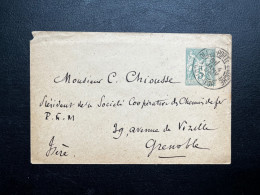 5c SAGE SUR ENTIER  ENVELOPPE / DIJON PORTE D'OUCHE POUR GRENOBLE  / LSC / 1896 - Otros & Sin Clasificación