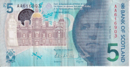 BILLETE DE ESCOCIA DE 5 POUNDS DEL AÑO 2016 DE POLIMERO EN CALIDAD MBC (VF) - 5 Pounds