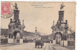 ESPAGNE.  SAN SEBASTIAN. PUENTE DE MARIA CHRISTINA. ANNEE 1905 + TEXTE + TIMBRE - Guipúzcoa (San Sebastián)