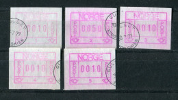 "NORWEGEN" 1978, Automatenmarken Mi. 1 (N 1-5) Gestempelt (A2069) - Vignette [ATM]