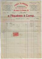 Brazil 1922 Almeida House Invoice By Alquéres & Co National Treasury Tax Stamp 300 Réis - Briefe U. Dokumente
