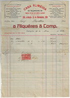 Brazil 1922 Almeida House Invoice By Alquéres & Co National Treasury Tax Stamp 300 Réis - Lettres & Documents