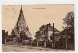 39030721 - Riesa Mit Partie An Der Trinitatiskirche Gelaufen Von 1919. Leichte Stempelspuren, Sonst Gut Erhalten. - Riesa