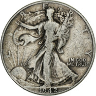 États-Unis, Walking Liberty Half Dollar, 1942, U.S. Mint, Argent, TB, KM:142 - 1916-1947: Liberty Walking
