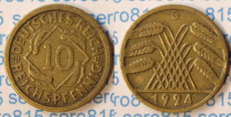 Jaeger 317 - 10 Reichspfennig 1924 G - Weimar    (p661 - 10 Rentenpfennig & 10 Reichspfennig