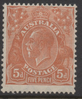 AUSTRALIA 1930  5d ORANGE - BROWN  KGV STAMP  PERF.13.1/2 X 12.1/2 SMW SG.103a  MLH - Mint Stamps