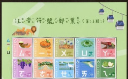 Title Margin Taiwan 2024 Mandarin Phonetic Symbols (III) Train Lion Condola Elephant Giraffe Lake Grape Bridge Fruit - Neufs