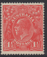 AUSTRALIA 1924  1.1/2d SCARLET  KGV STAMP  PERF.14 NO WMK SG.84  MVLH - Mint Stamps