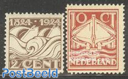 Netherlands 1924 Life Saving At Sea 2v, Mint NH, Transport - Various - Ships And Boats - Lighthouses & Safety At Sea - Neufs