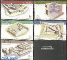 Malta 2003 Military Architecture 5v, Mint NH, Art - Architecture - Castles & Fortifications - Schlösser U. Burgen