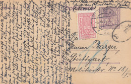 1924: Ganzsache Wien Nach Stuttgart, Nachgebühr - Lettres & Documents