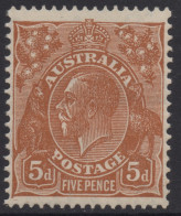 AUSTRALIA 1932  5d ORANGE - BROWN  KGV STAMP (DIE II) PERF.13.1/2 X 12.1/2 CofA WMK SG.130  MNH - Nuovi
