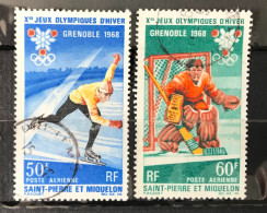 Lot De 2 Timbres Oblitérés Poste Aérienne Saint Pierre Et Miquelon 1968 Yt N° 40 / 41 - Gebraucht