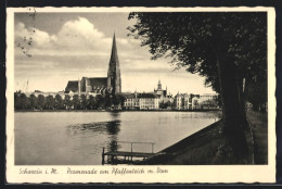 AK Schwerin I. M., Promenade Am Pfaffenteich Mit Dom  - Schwerin