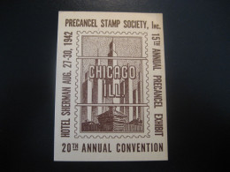 CHICAGO Illinois 1942 Precancel Stamp Society Poster Stamp Vignette USA Label - Autres & Non Classés