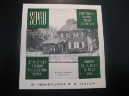 PHILADELPHIA Pennsylvania 1952 SEPAD Washington Headquarter Valley Forge Poster Stamp Vignette USA Label - Other & Unclassified