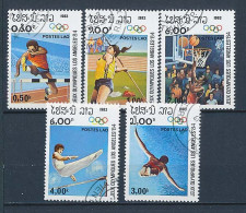 5 Timbres Oblitérés Différents LAOS X-10 Jeux Olympiques D'été LOS ANGELES 1984 - Sommer 1984: Los Angeles