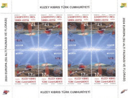 Europa Cept - 2024 - Turkish Cyprus - Underwater Fauna & Flora - 1.Block Of 4 Set ** MNH - Nuevos