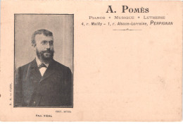 FR66 PERPIGNAN - Précurseur - Carte Pub POMES - PAUL VIDAL - Magasin De Musique - Piano Lutherie - Rue Mailly - Belle - Perpignan