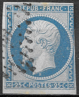 NAPOLEON N°10 25c Bleu Oblitéré Losange PC - 1852 Louis-Napoleon