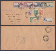 Jamaica 1955 Used Airmail Registered Cover To British Embassy, Mexico City, Citrus Grove, Slavery, Ship, Warship, Bay - Jamaica (...-1961)