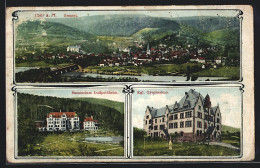 AK Lohr / Main, Sanatorium Luitpoldheim, Kgl. Gymnasium, Panorama  - Lohr