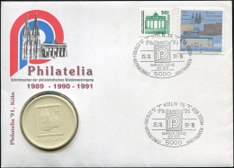 DDR-Numisbrief Porzellan-Medaille Meissen Philatelia'91 Köln SSt 25.10.1991 - Coin Envelopes