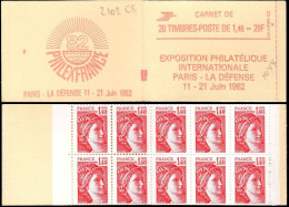 France Carnet N** Yv:2102-C8 Philexfrance 82 20x1,40F Sabine Rouge Conf.8 Ouvert - Sonstige & Ohne Zuordnung
